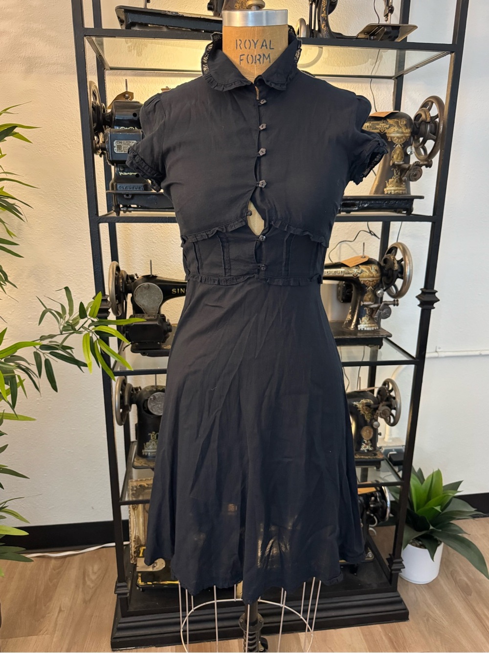Black Button-Front Women's Dress